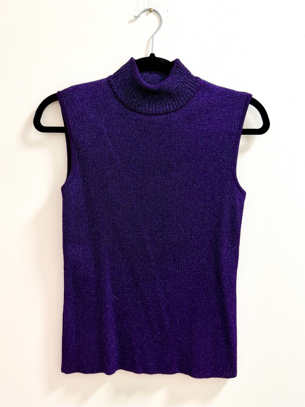 Escada Vintage Purple Sleeveless Mock Neck / Turtleneck Knit Top - Picture 3 of 7